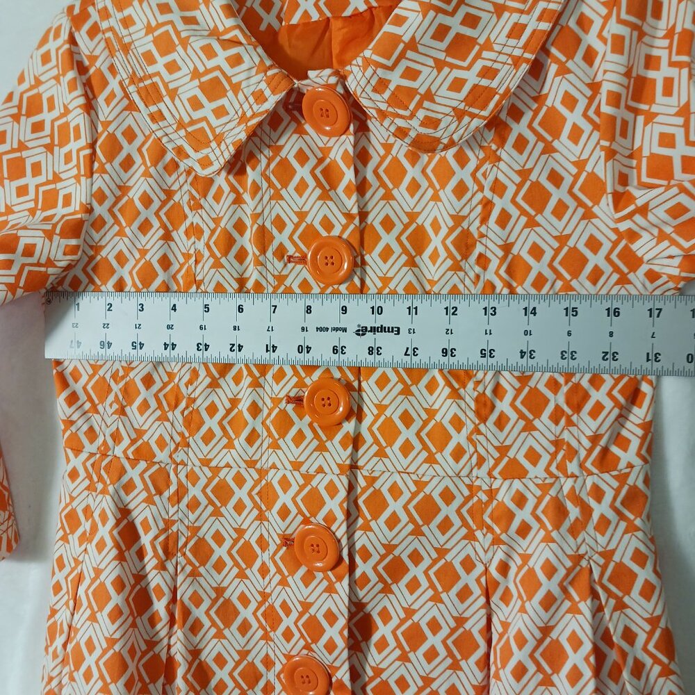 Eden Court, Small, Women's Orange & White Print Jacket, Stylish, Fitted & Flare - Picture 10 of 16